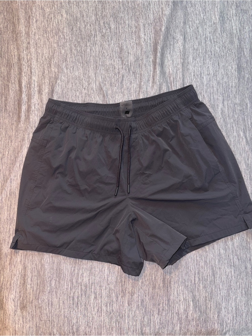 Men's Dark Grey Nylon Shorts with Drawstring